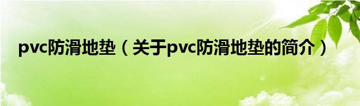 pvc防滑地墊（關(guān)于pvc防滑地墊的簡介）