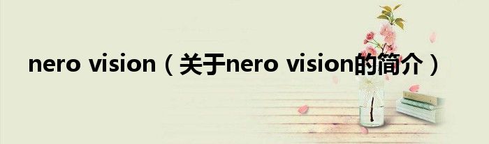 nero vision（關(guān)于nero vision的簡介）