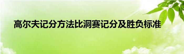 高爾夫記分方法比洞賽記分及勝負標準