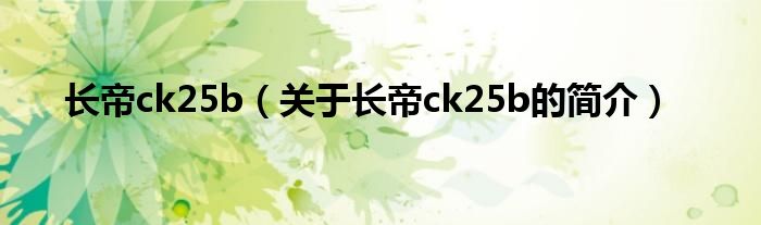 長帝ck25b（關于長帝ck25b的簡介）