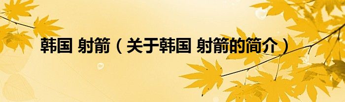 韓國(guó) 射箭（關(guān)于韓國(guó) 射箭的簡(jiǎn)介）