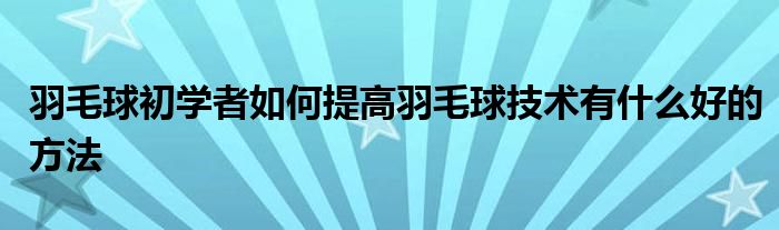 羽毛球初學(xué)者如何提高羽毛球技術(shù)有什么好的方法