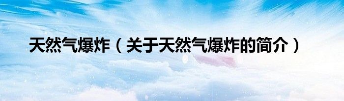 天然氣爆炸（關(guān)于天然氣爆炸的簡(jiǎn)介）