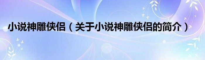 小說神雕俠侶（關于小說神雕俠侶的簡介）