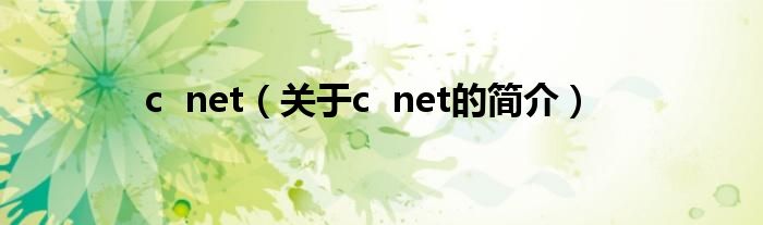 c  net（關于c  net的簡介）