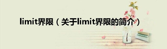 limit界限（關于limit界限的簡介）