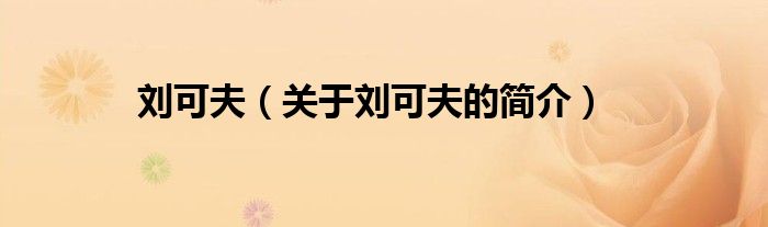 劉可夫（關(guān)于劉可夫的簡(jiǎn)介）