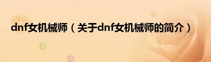 dnf女機(jī)械師（關(guān)于dnf女機(jī)械師的簡(jiǎn)介）