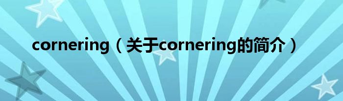 cornering（關(guān)于cornering的簡(jiǎn)介）