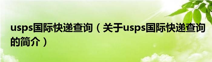 usps國際快遞查詢（關(guān)于usps國際快遞查詢的簡介）