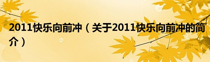 2011快樂向前沖（關(guān)于2011快樂向前沖的簡(jiǎn)介）