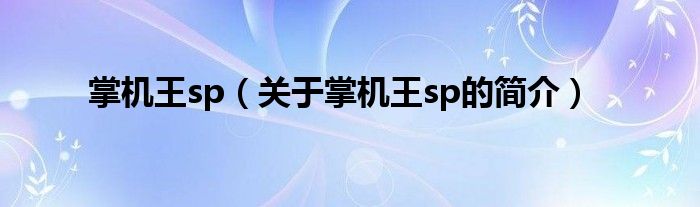 掌機(jī)王sp（關(guān)于掌機(jī)王sp的簡(jiǎn)介）