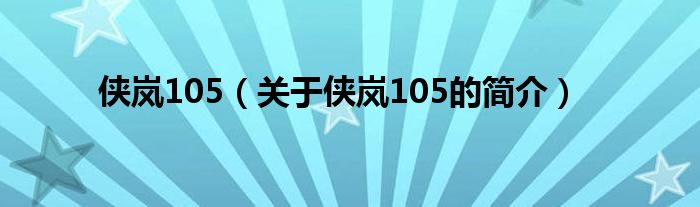 俠嵐105（關(guān)于俠嵐105的簡介）