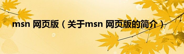 msn 網(wǎng)頁版（關于msn 網(wǎng)頁版的簡介）