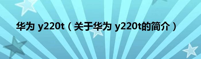 華為 y220t（關(guān)于華為 y220t的簡(jiǎn)介）