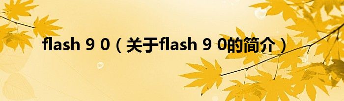 flash 9 0（關于flash 9 0的簡介）