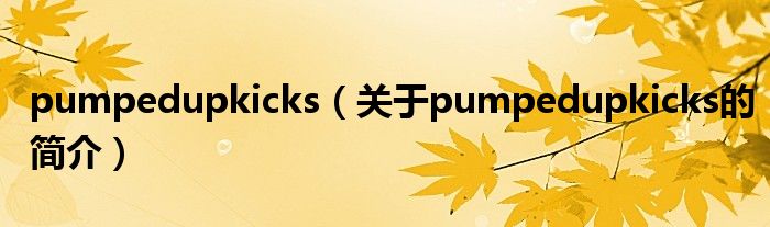 pumpedupkicks（關(guān)于pumpedupkicks的簡介）