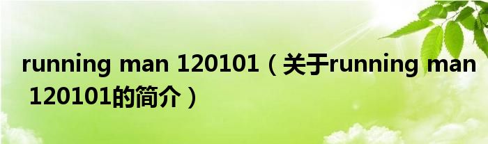 running man 120101（關(guān)于running man 120101的簡(jiǎn)介）