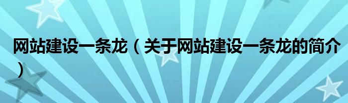 網(wǎng)站建設一條龍（關于網(wǎng)站建設一條龍的簡介）