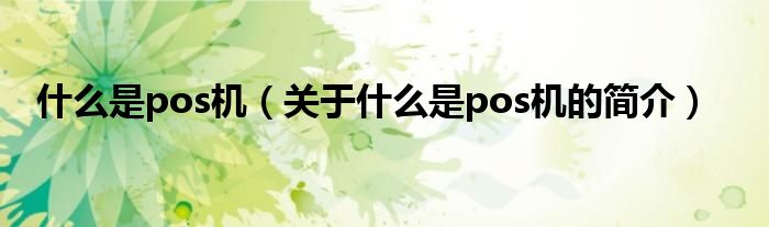 什么是pos機(jī)（關(guān)于什么是pos機(jī)的簡介）