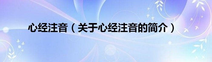 心經(jīng)注音（關(guān)于心經(jīng)注音的簡(jiǎn)介）