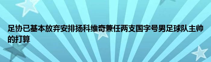 足協(xié)已基本放棄安排揚(yáng)科維奇兼任兩支國字號(hào)男足球隊(duì)主帥的打算