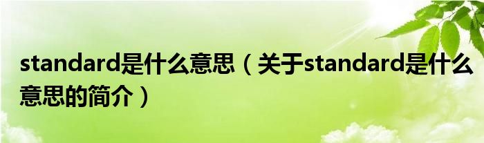 standard是什么意思（關于standard是什么意思的簡介）