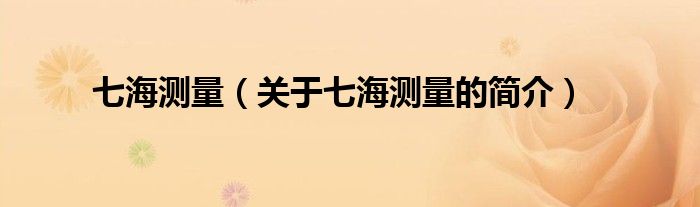 七海測(cè)量（關(guān)于七海測(cè)量的簡(jiǎn)介）