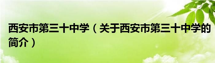 西安市第三十中學(xué)（關(guān)于西安市第三十中學(xué)的簡介）