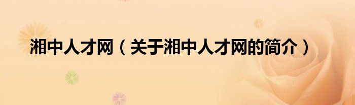 湘中人才網(wǎng)（關(guān)于湘中人才網(wǎng)的簡(jiǎn)介）