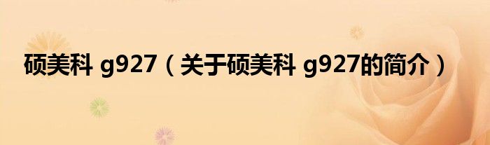 碩美科 g927（關于碩美科 g927的簡介）