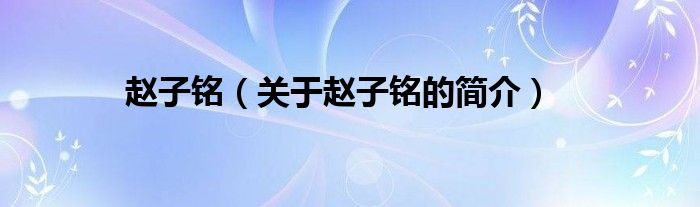 趙子銘（關(guān)于趙子銘的簡介）