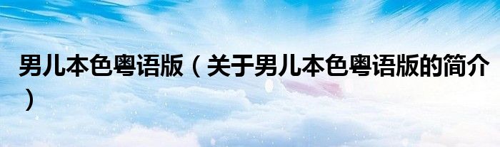 男兒本色粵語版（關于男兒本色粵語版的簡介）