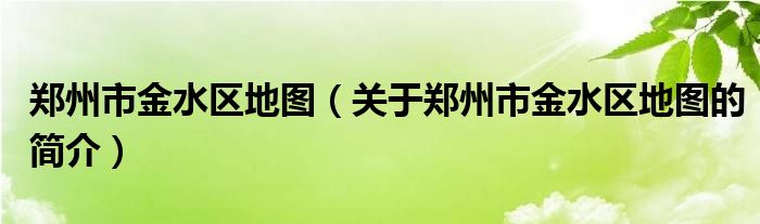 鄭州市金水區(qū)地圖（關(guān)于鄭州市金水區(qū)地圖的簡介）