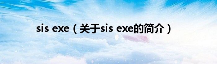 sis exe（關(guān)于sis exe的簡(jiǎn)介）