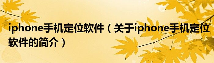 iphone手機定位軟件（關于iphone手機定位軟件的簡介）