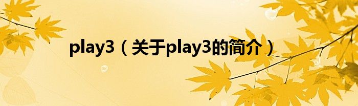 play3（關于play3的簡介）