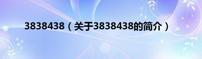 3838438（關于3838438的簡介）