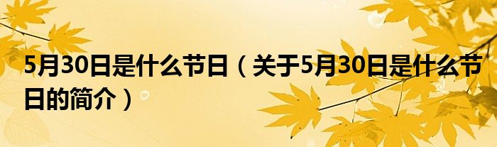 5月30日是什么節(jié)日（關(guān)于5月30日是什么節(jié)日的簡介）