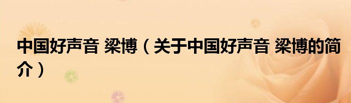 中國(guó)好聲音 梁博（關(guān)于中國(guó)好聲音 梁博的簡(jiǎn)介）