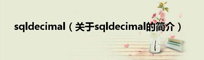 sqldecimal（關(guān)于sqldecimal的簡(jiǎn)介）