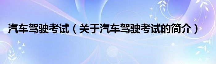 汽車駕駛考試（關(guān)于汽車駕駛考試的簡介）