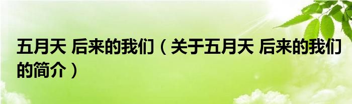 五月天 后來的我們（關(guān)于五月天 后來的我們的簡(jiǎn)介）