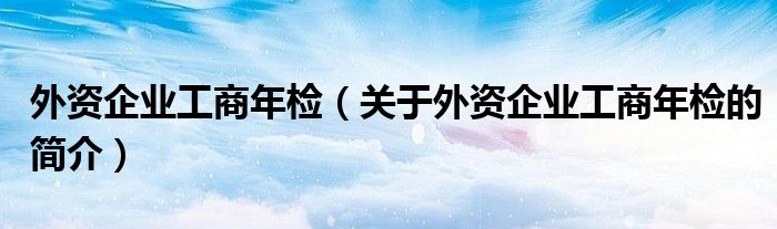 外資企業(yè)工商年檢（關(guān)于外資企業(yè)工商年檢的簡(jiǎn)介）