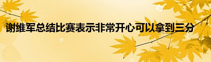 謝維軍總結(jié)比賽表示非常開心可以拿到三分