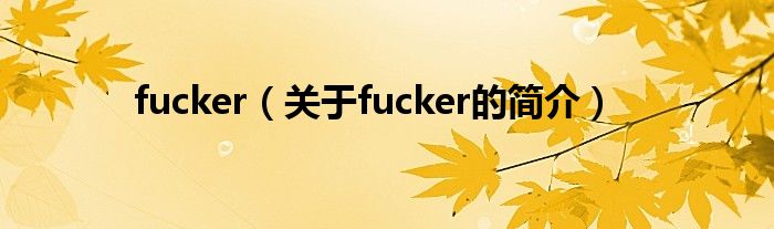 fucker（關(guān)于fucker的簡(jiǎn)介）