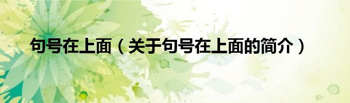 句號(hào)在上面（關(guān)于句號(hào)在上面的簡(jiǎn)介）