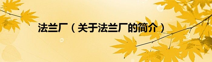 法蘭廠（關(guān)于法蘭廠的簡(jiǎn)介）