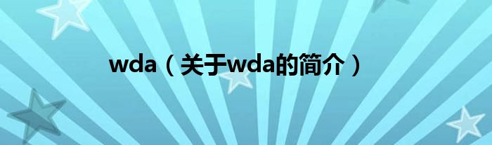 wda（關(guān)于wda的簡介）