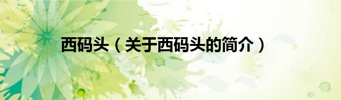 西碼頭（關(guān)于西碼頭的簡(jiǎn)介）